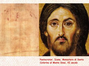 Confronto fra il volto sindonico e il Pantocrator di S. Caterina sul Sinai, VI secolo