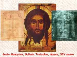 Confronto fra il volto sindonico e il Santo Mandylion, Mosca, XIV secolo